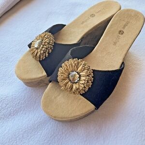 Lindsay Phillips Switchflops Cork Open Toe Black Sz 10 Wedge Heels